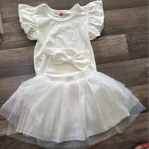 White Ruffled Baby Dress with Tulle Skirt